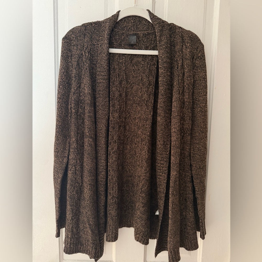 MADISON LILLY Size Medium Brown Cable Knit Cardigan Sweater